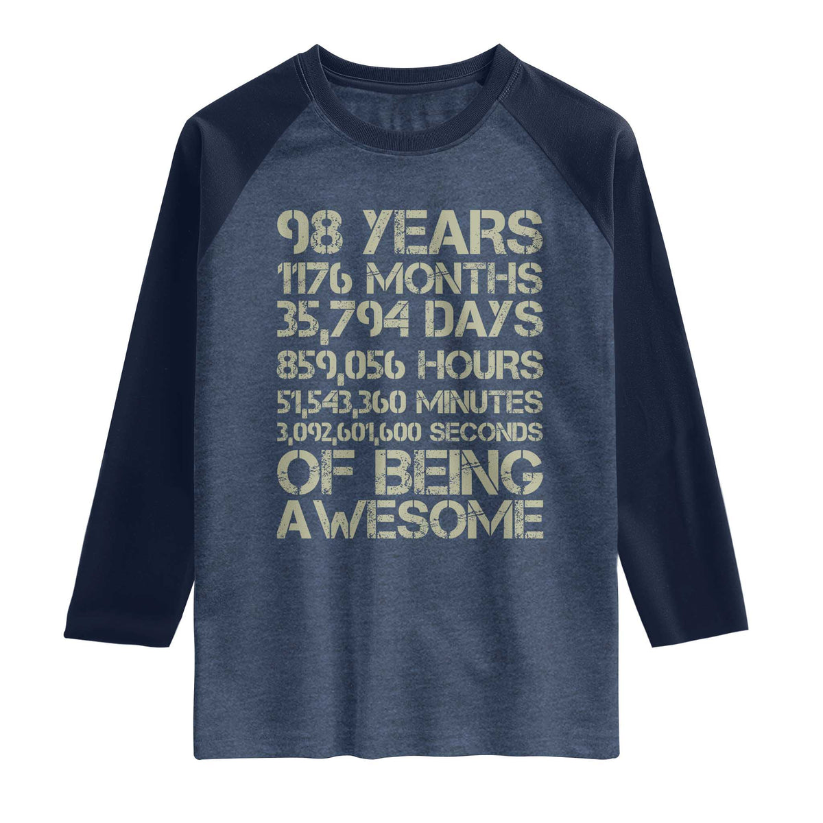 Vintage 98th Milestone Birthday Raglan Shirt 98 Years Of Being Awesome