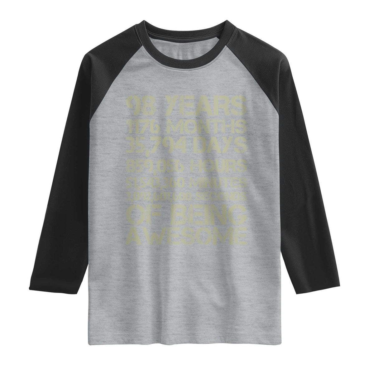 Vintage 98th Milestone Birthday Raglan Shirt 98 Years Of Being Awesome