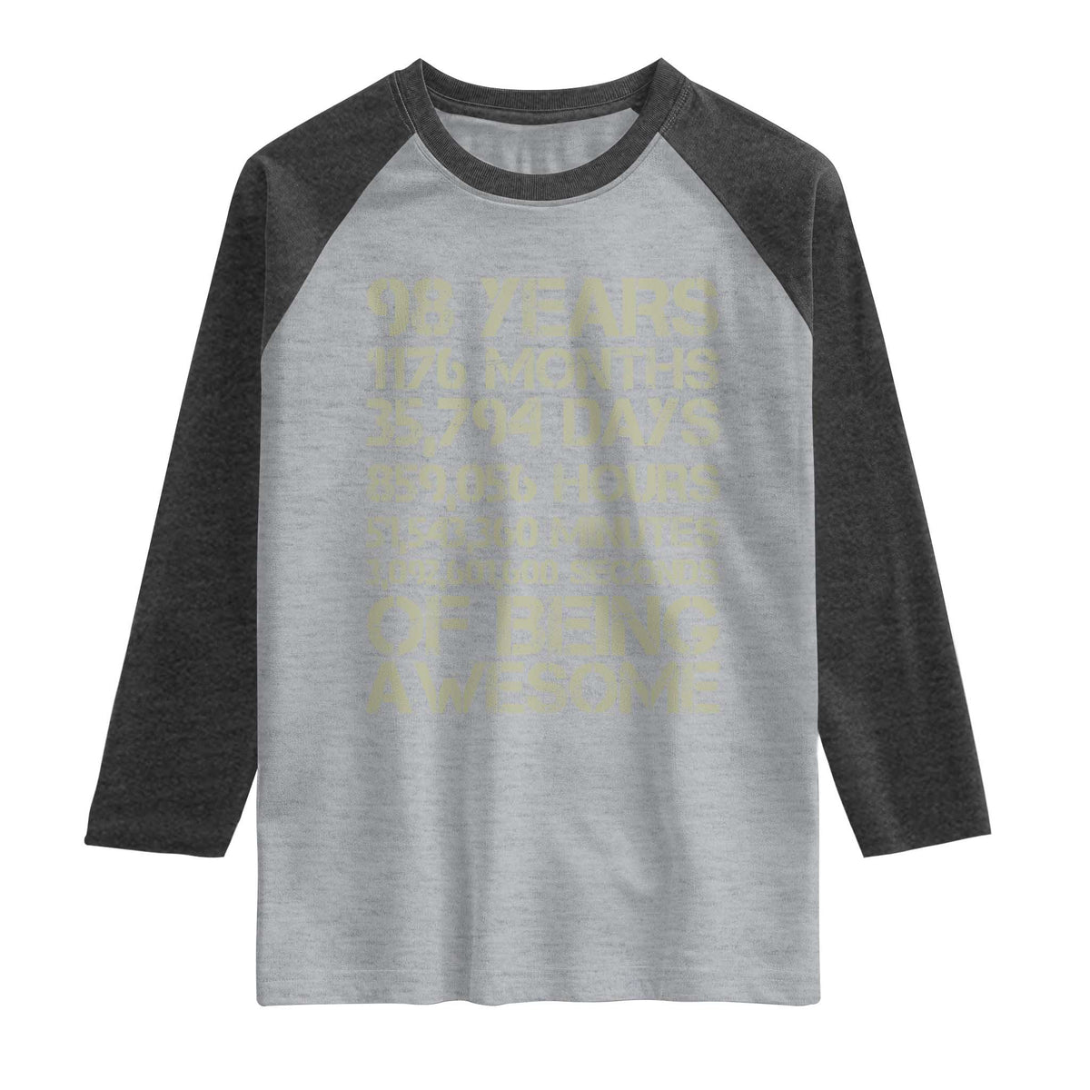 Vintage 98th Milestone Birthday Raglan Shirt 98 Years Of Being Awesome