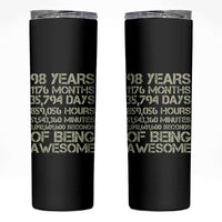 Vintage 98th Milestone Birthday Skinny Tumbler 98 Years Of Being Awesome