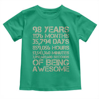 Vintage 98th Milestone Birthday Toddler T Shirt 98 Years Of Being Awesome