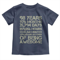 Vintage 98th Milestone Birthday Toddler T Shirt 98 Years Of Being Awesome
