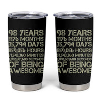 Vintage 98th Milestone Birthday Tumbler Cup 98 Years Of Being Awesome