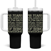 Vintage 98th Milestone Birthday Tumbler With Handle 98 Years Of Being Awesome