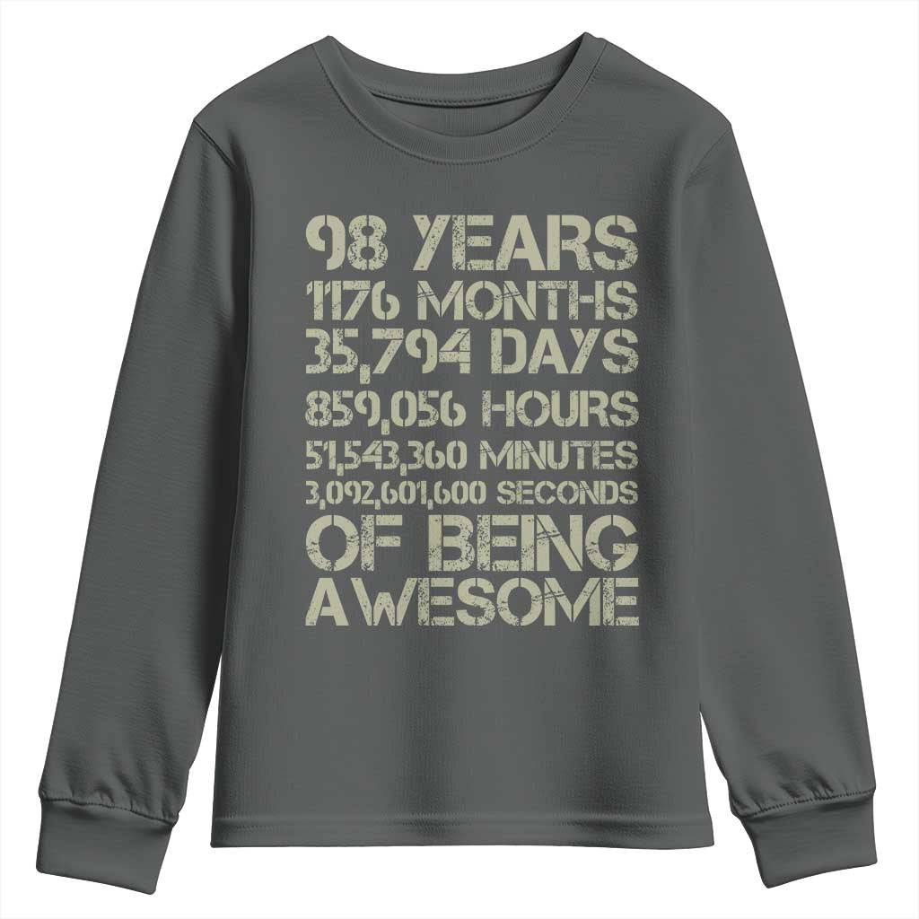 Vintage 98th Milestone Birthday Youth Sweatshirt 98 Years Of Being Awesome