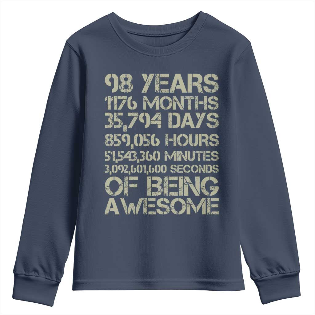 Vintage 98th Milestone Birthday Youth Sweatshirt 98 Years Of Being Awesome