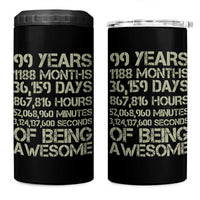 Vintage 99th Milestone Birthday 4 in 1 Can Cooler Tumbler 99 Years Of Being Awesome