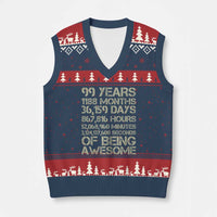 Vintage 99th Milestone Birthday V-Neck Knit Sweater Vest 99 Years Of Being Awesome