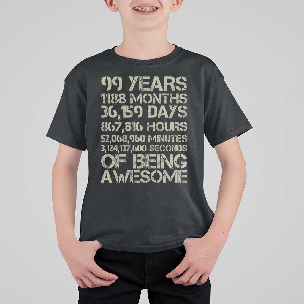 Vintage 99th Milestone Birthday T Shirt For Kid 99 Years Of Being Awesome