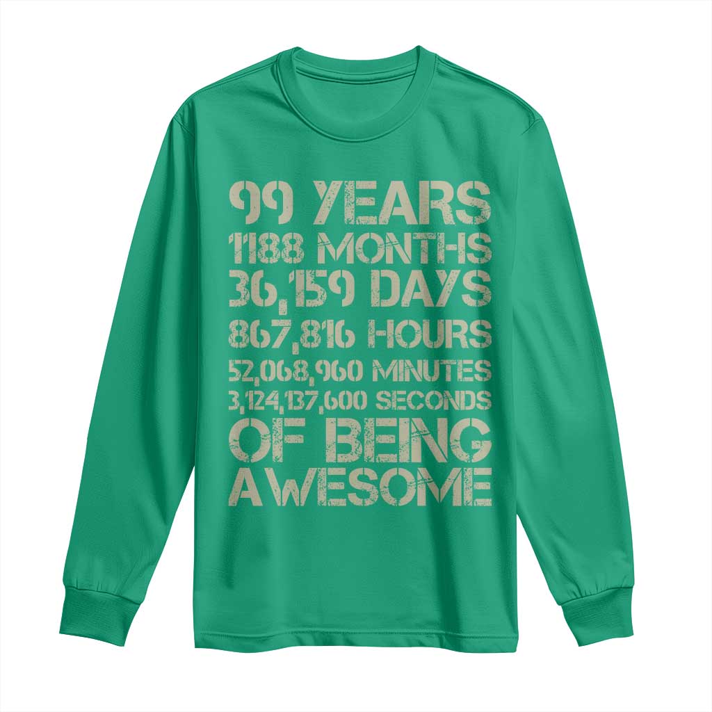 Vintage 99th Milestone Birthday Long Sleeve Shirt 99 Years Of Being Awesome