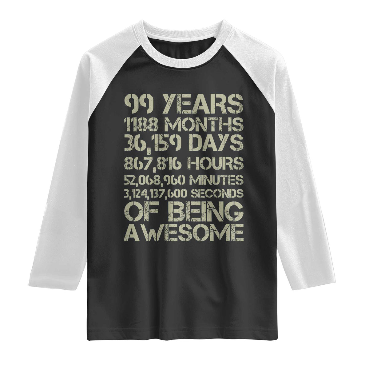 Vintage 99th Milestone Birthday Raglan Shirt 99 Years Of Being Awesome