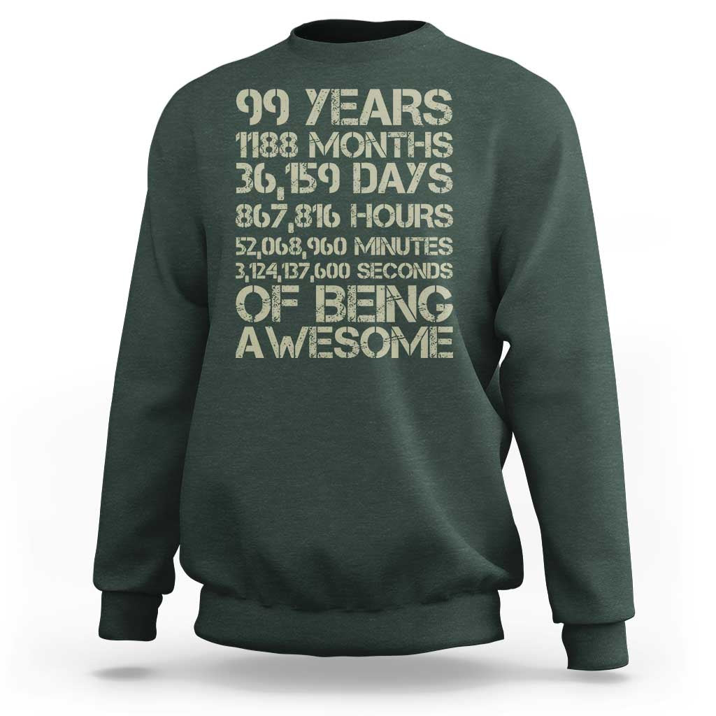 Vintage 99th Milestone Birthday Sweatshirt 99 Years Of Being Awesome