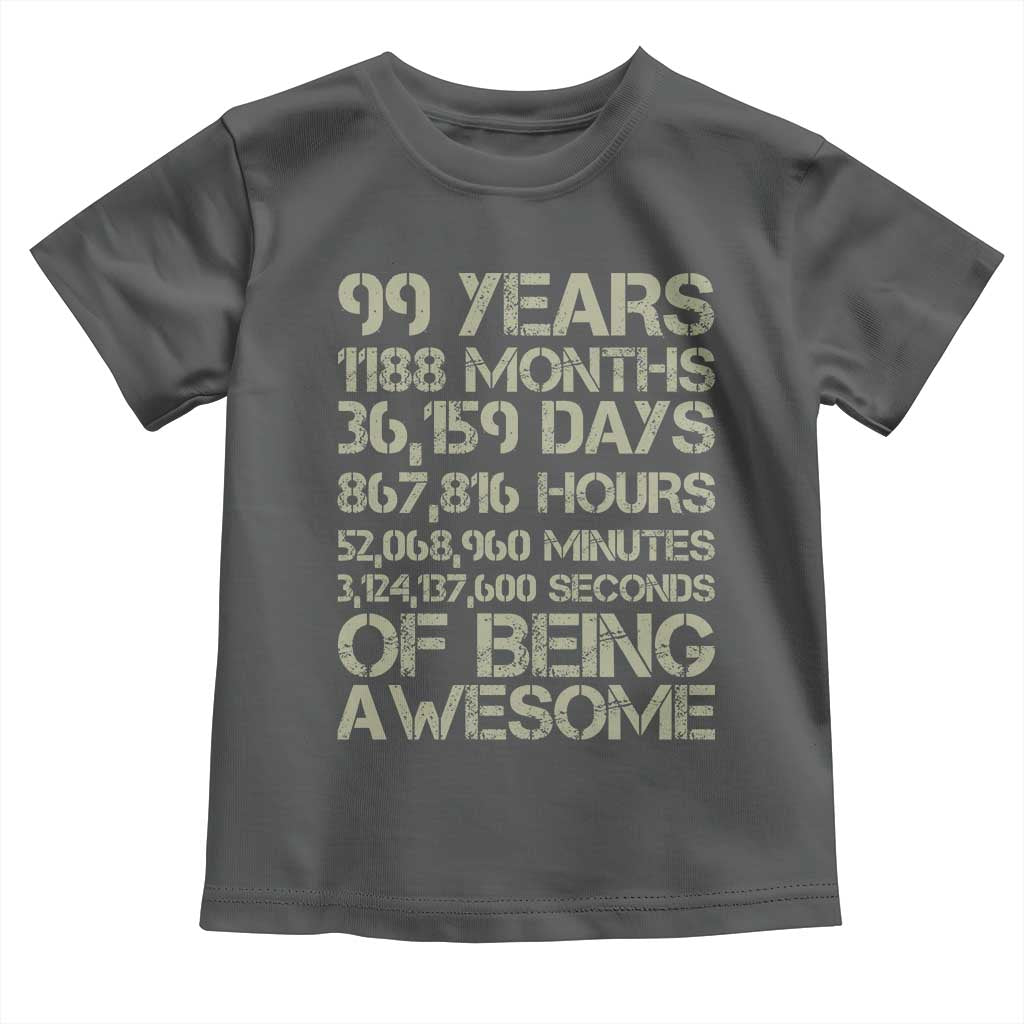 Vintage 99th Milestone Birthday Toddler T Shirt 99 Years Of Being Awesome