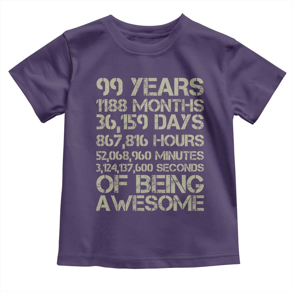 Vintage 99th Milestone Birthday Toddler T Shirt 99 Years Of Being Awesome