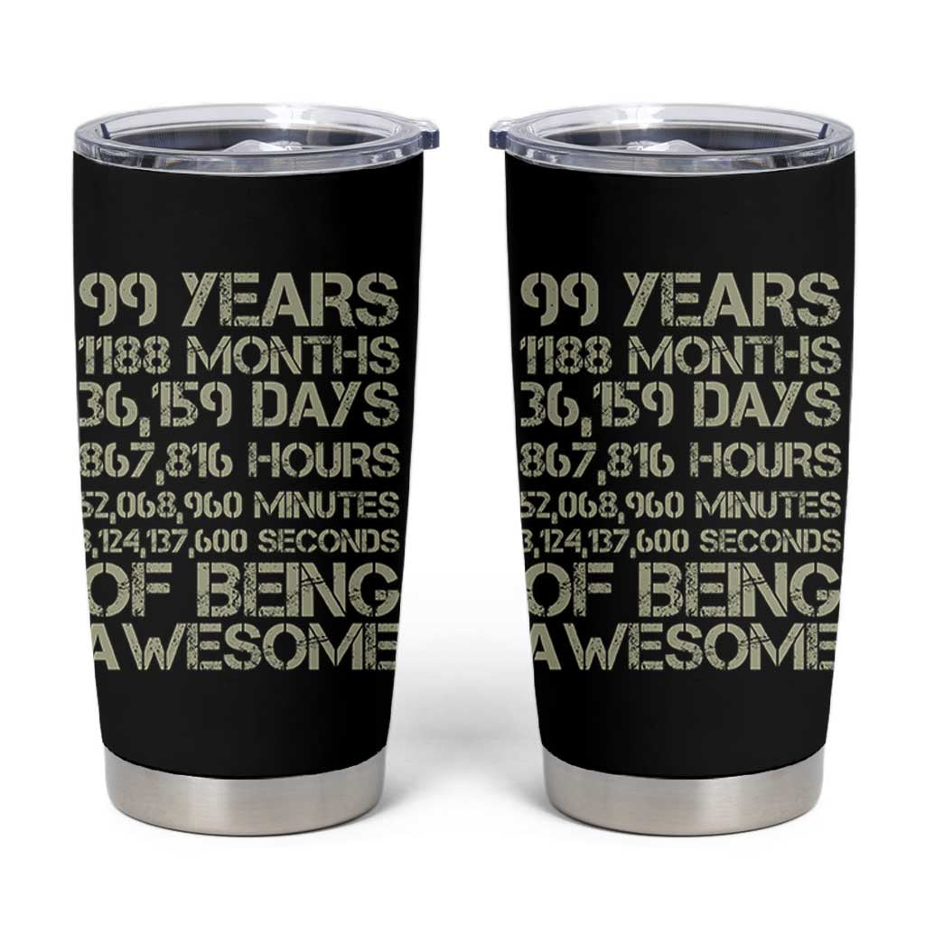 Vintage 99th Milestone Birthday Tumbler Cup 99 Years Of Being Awesome