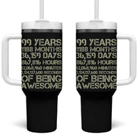 Vintage 99th Milestone Birthday Tumbler With Handle 99 Years Of Being Awesome