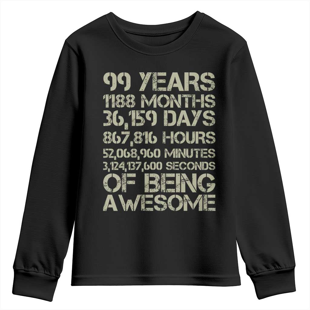 Vintage 99th Milestone Birthday Youth Sweatshirt 99 Years Of Being Awesome
