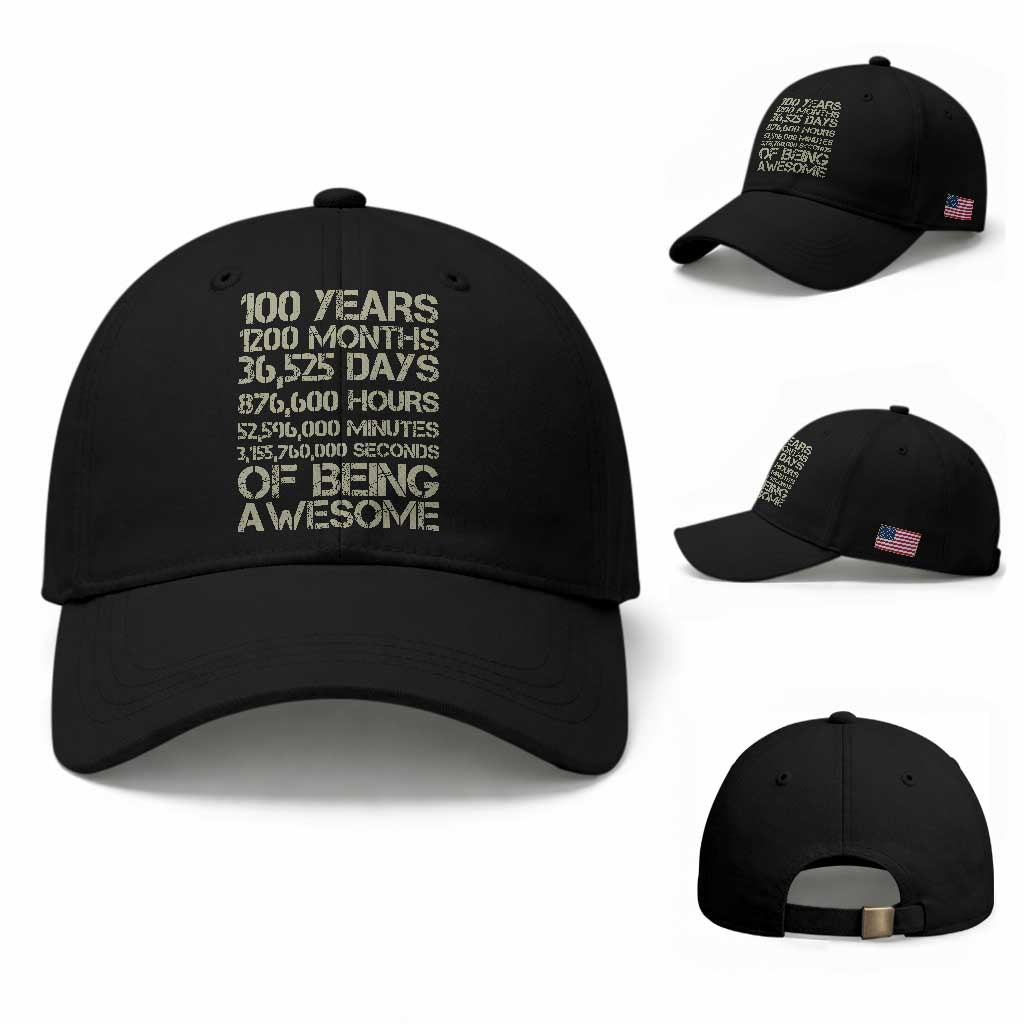 Vintage 100th Milestone Birthday Baseball Cap 100 Years Of Being Awesome