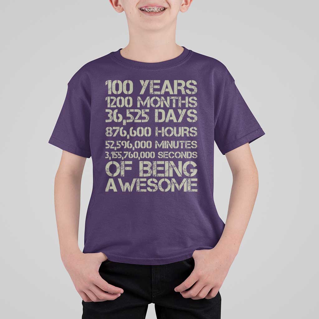 Vintage 100th Milestone Birthday T Shirt For Kid 100 Years Of Being Awesome
