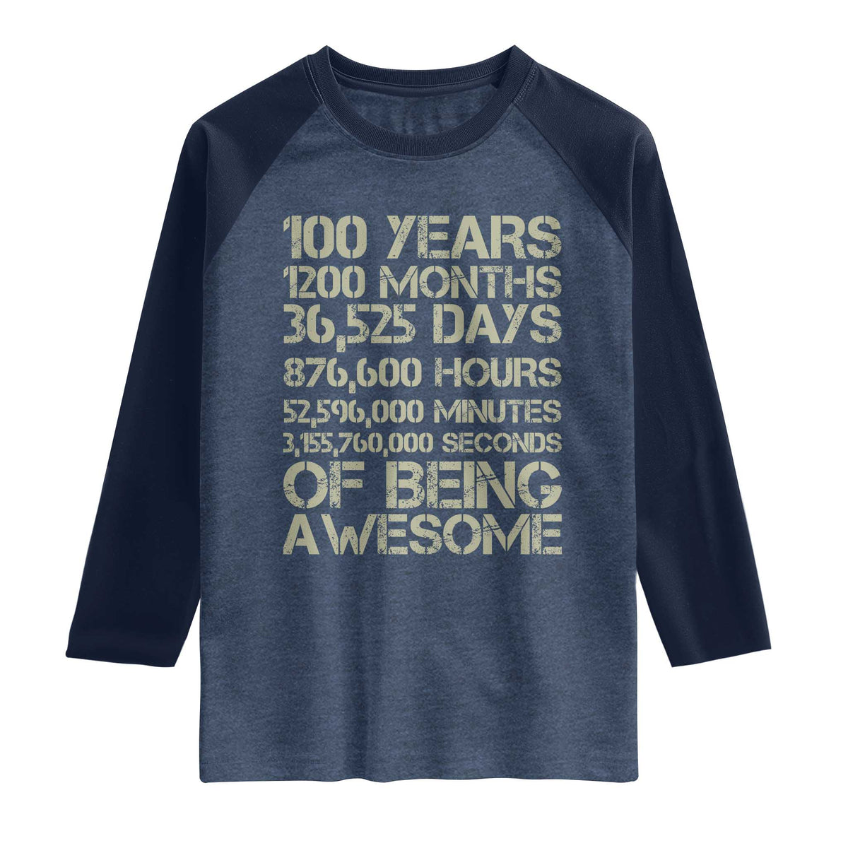 Vintage 100th Milestone Birthday Raglan Shirt 100 Years Of Being Awesome