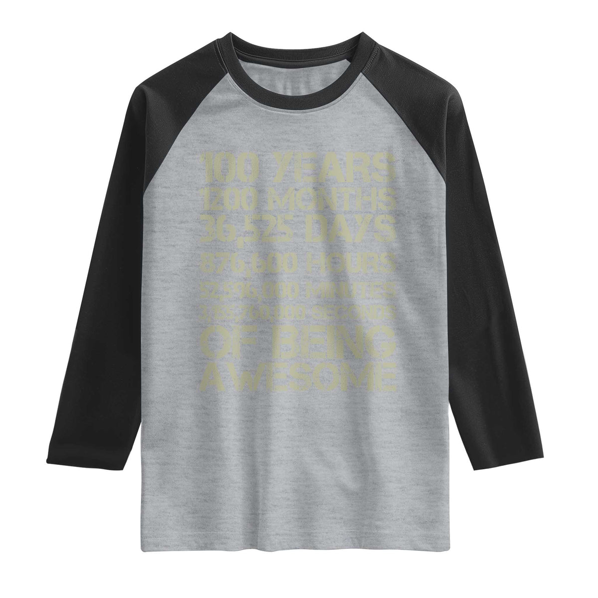 Vintage 100th Milestone Birthday Raglan Shirt 100 Years Of Being Awesome