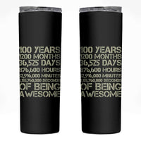 Vintage 100th Milestone Birthday Skinny Tumbler 100 Years Of Being Awesome
