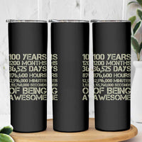 Vintage 100th Milestone Birthday Skinny Tumbler 100 Years Of Being Awesome