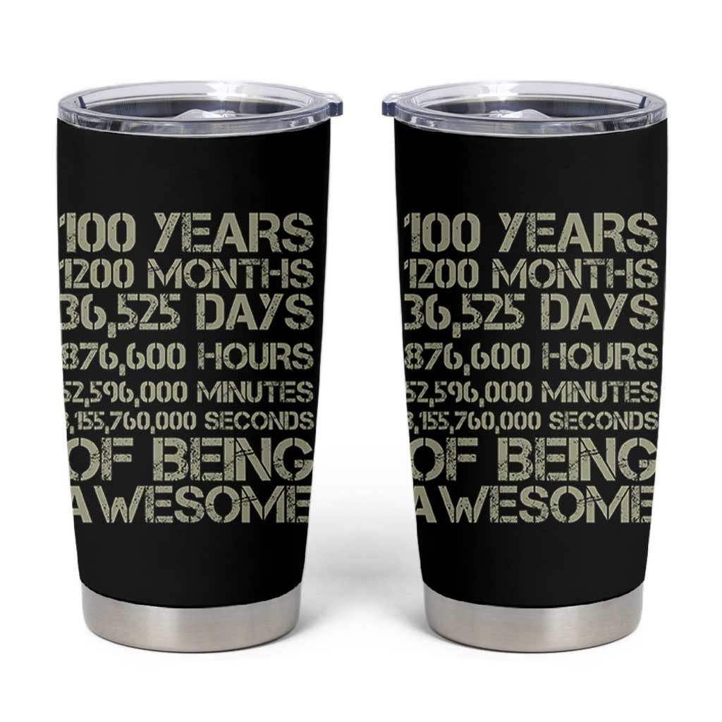 Vintage 100th Milestone Birthday Tumbler Cup 100 Years Of Being Awesome
