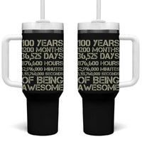 Vintage 100th Milestone Birthday Tumbler With Handle 100 Years Of Being Awesome