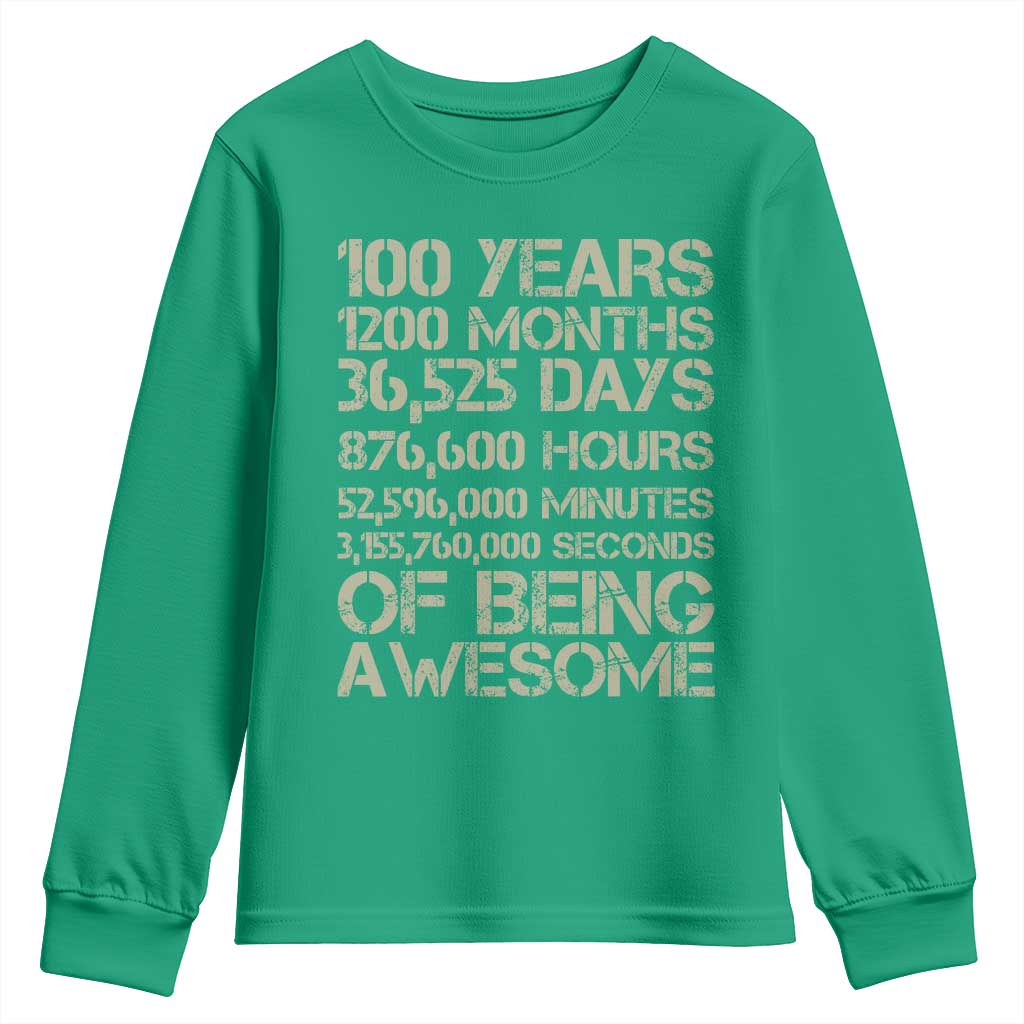 Vintage 100th Milestone Birthday Youth Sweatshirt 100 Years Of Being Awesome