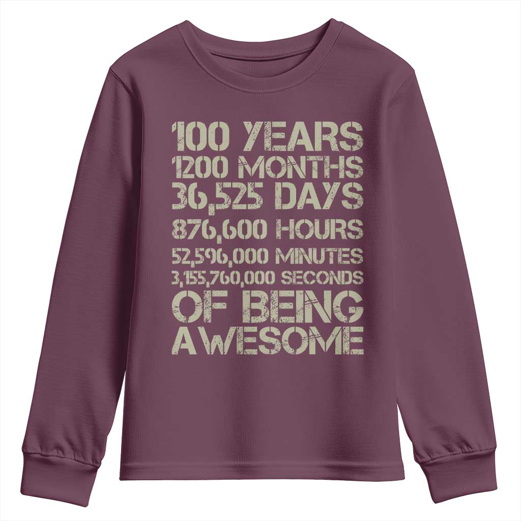 Vintage 100th Milestone Birthday Youth Sweatshirt 100 Years Of Being Awesome