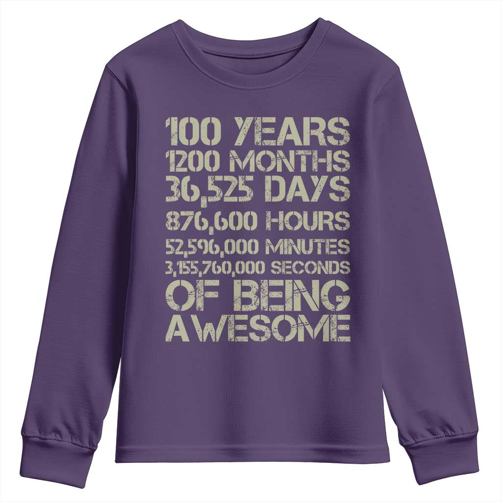 Vintage 100th Milestone Birthday Youth Sweatshirt 100 Years Of Being Awesome