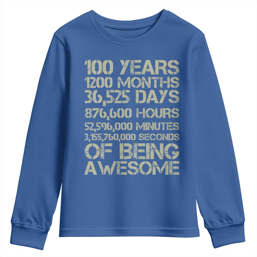 Vintage 100th Milestone Birthday Youth Sweatshirt 100 Years Of Being Awesome