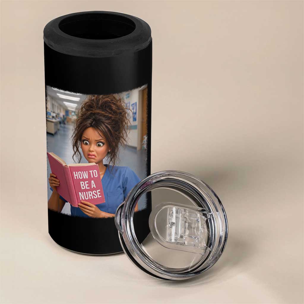 Funny Nursing Student Doll Face Meme 4 in 1 Can Cooler Tumbler Future Nurse Gift