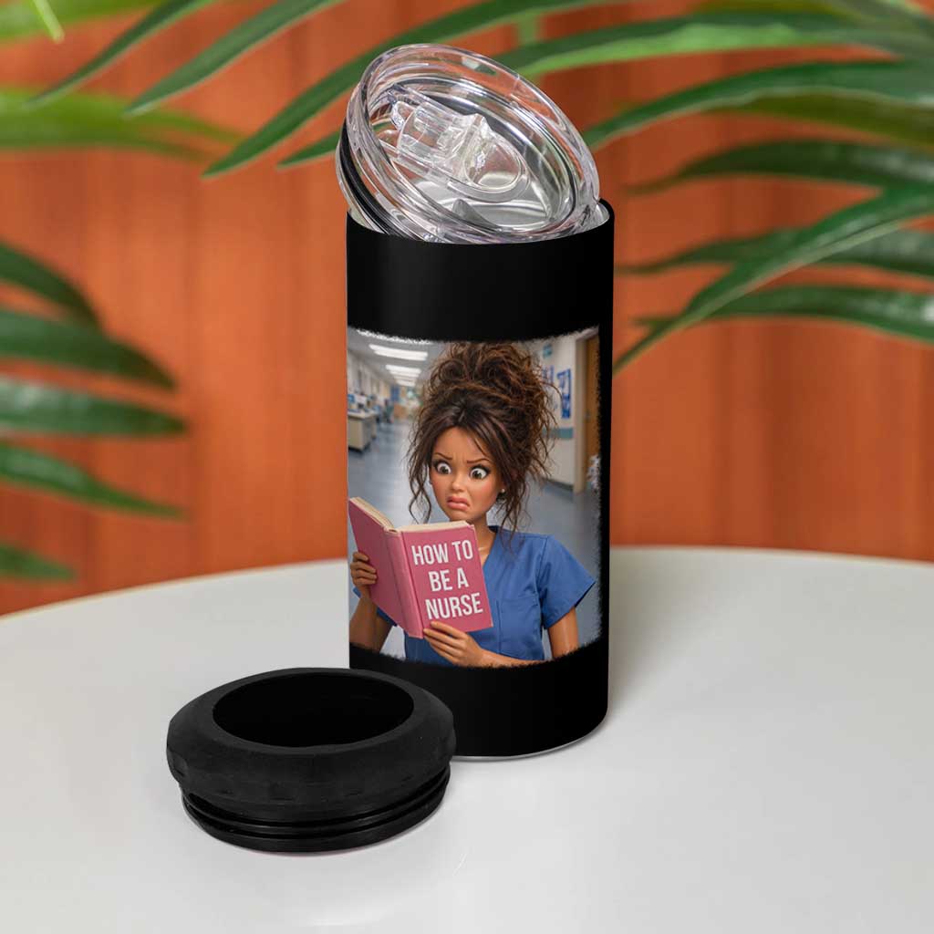 Funny Nursing Student Doll Face Meme 4 in 1 Can Cooler Tumbler Future Nurse Gift