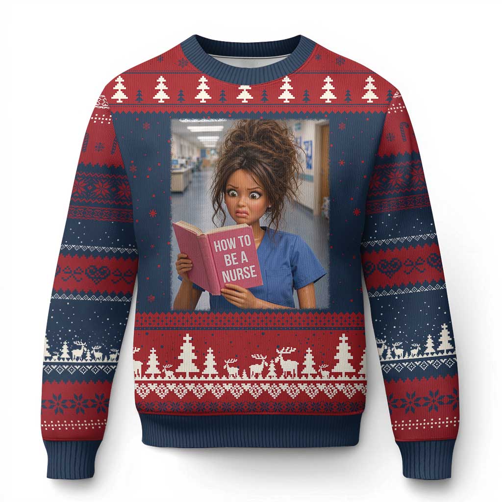 Funny Nursing Student Doll Face Meme Ugly Christmas Sweater Future Nurse Gift