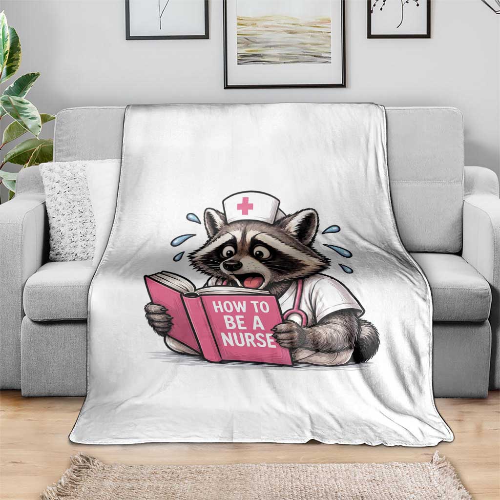 Funny Raccoon Nursing Student Healthcare Gift Throw Blanket