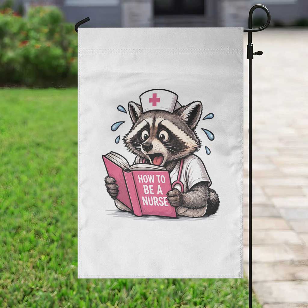 Funny Raccoon Nursing Student Healthcare Gift Garden Flag