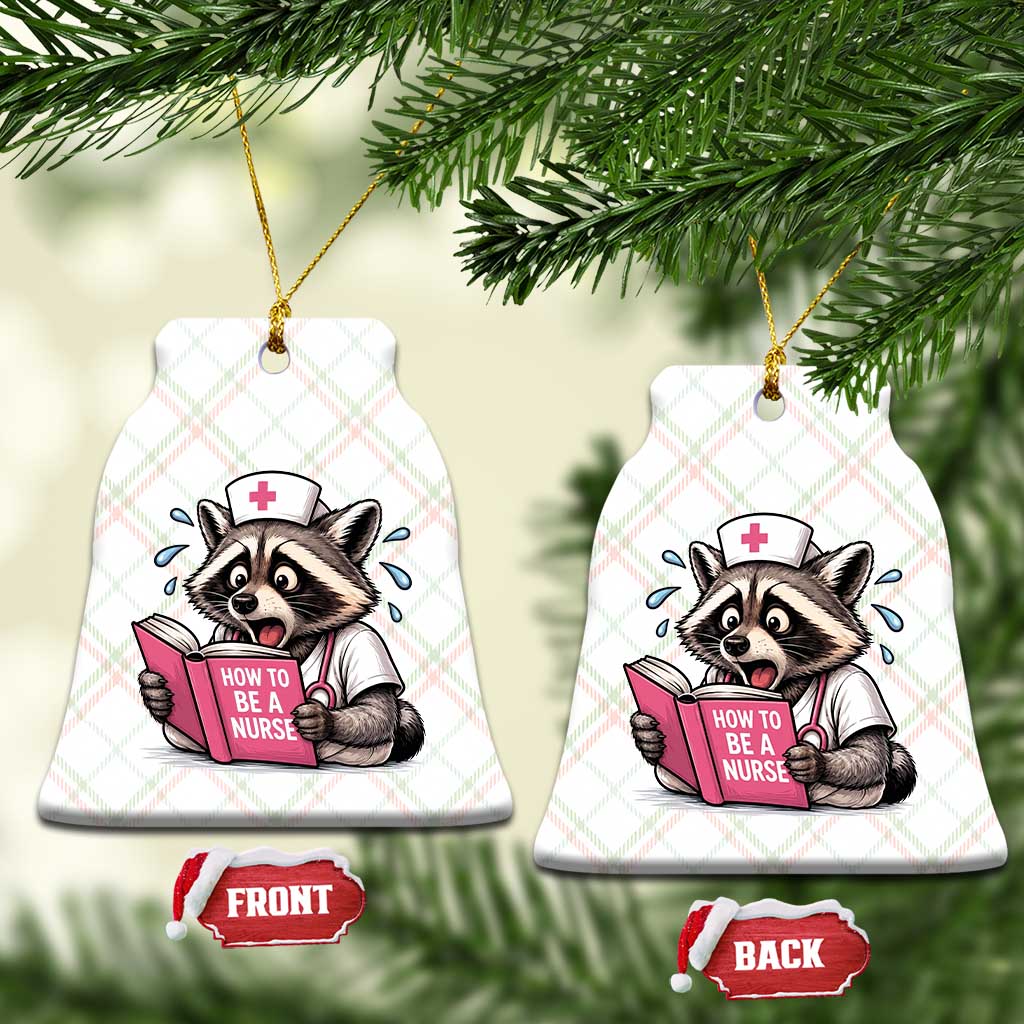 Funny Raccoon Nursing Student Healthcare Gift Ceramic Ornament