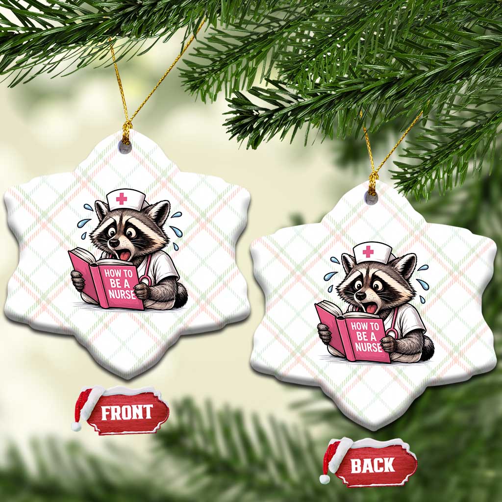 Funny Raccoon Nursing Student Healthcare Gift Ceramic Ornament