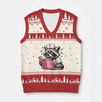Funny Raccoon Nursing Student Healthcare Gift V-Neck Knit Sweater Vest