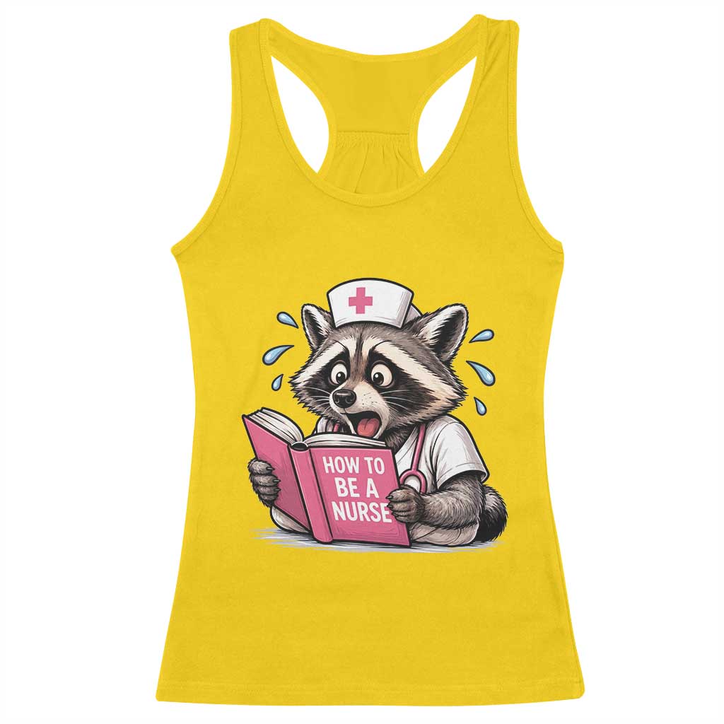 Funny Raccoon Nursing Student Healthcare Gift Racerback Tank Top
