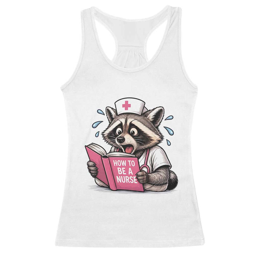 Funny Raccoon Nursing Student Healthcare Gift Racerback Tank Top