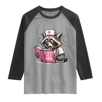 Funny Raccoon Nursing Student Healthcare Gift Raglan Shirt