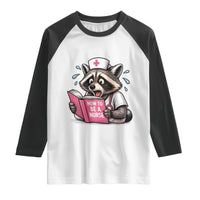 Funny Raccoon Nursing Student Healthcare Gift Raglan Shirt