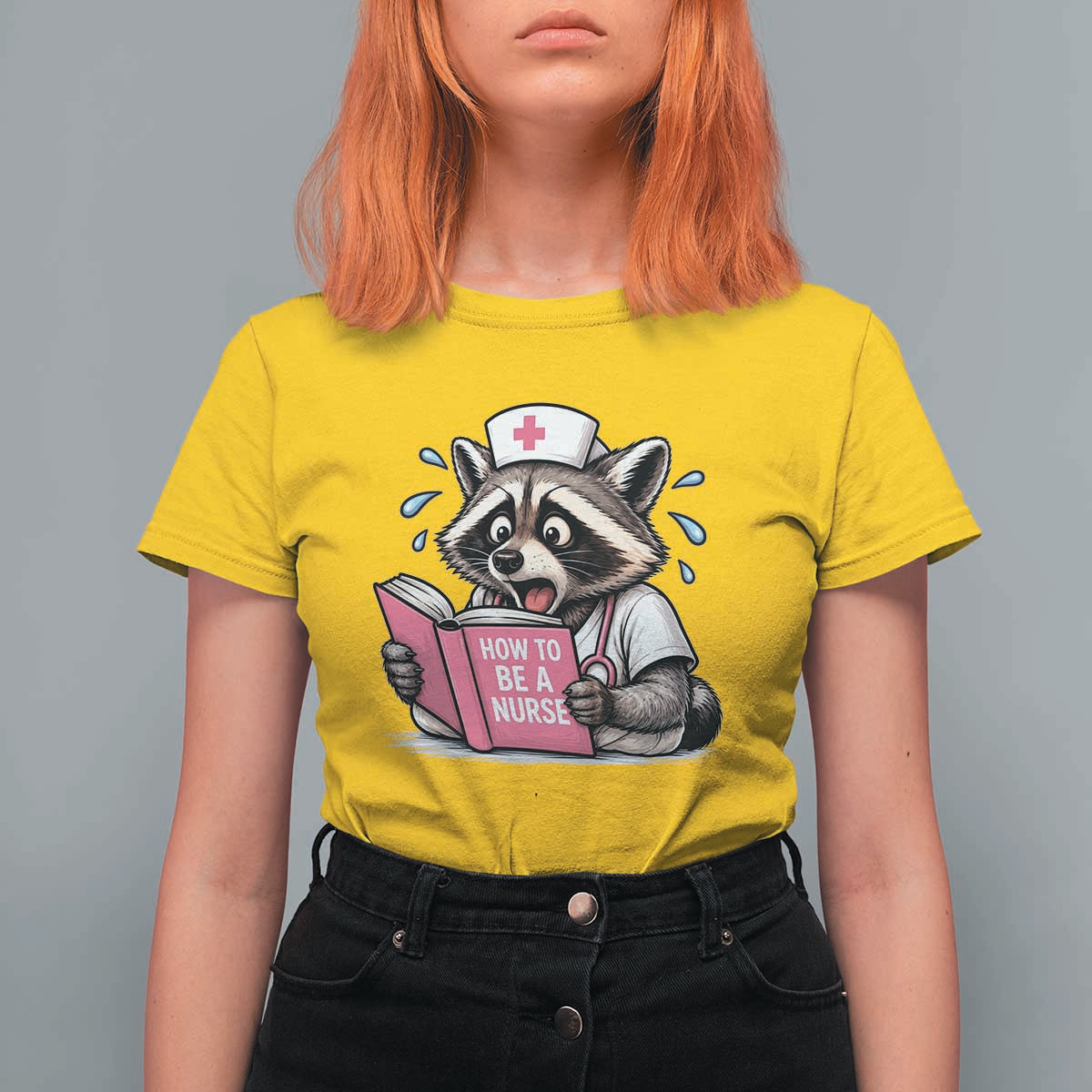 Funny Raccoon Nursing Student Healthcare Gift T Shirt For Women
