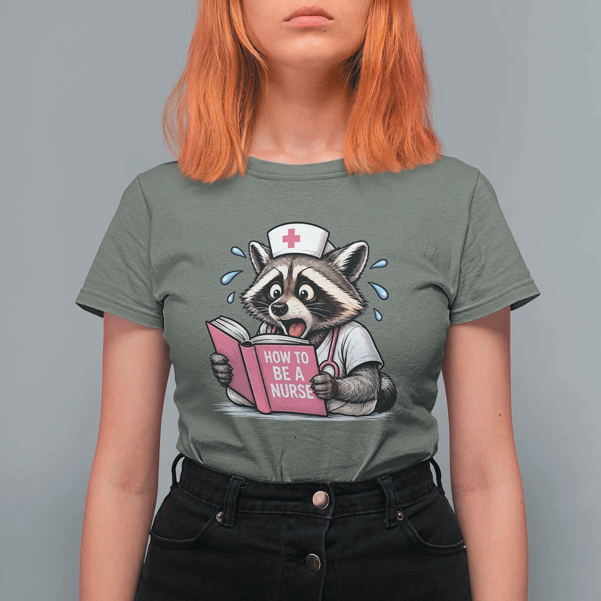 Funny Raccoon Nursing Student Healthcare Gift T Shirt For Women