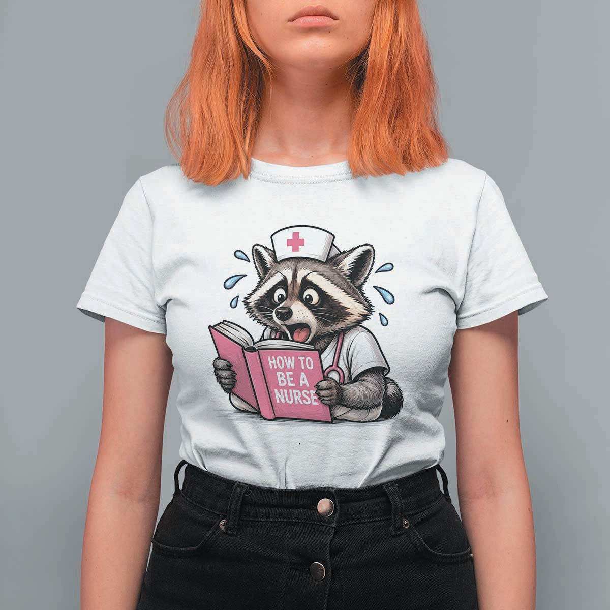 Funny Raccoon Nursing Student Healthcare Gift T Shirt For Women