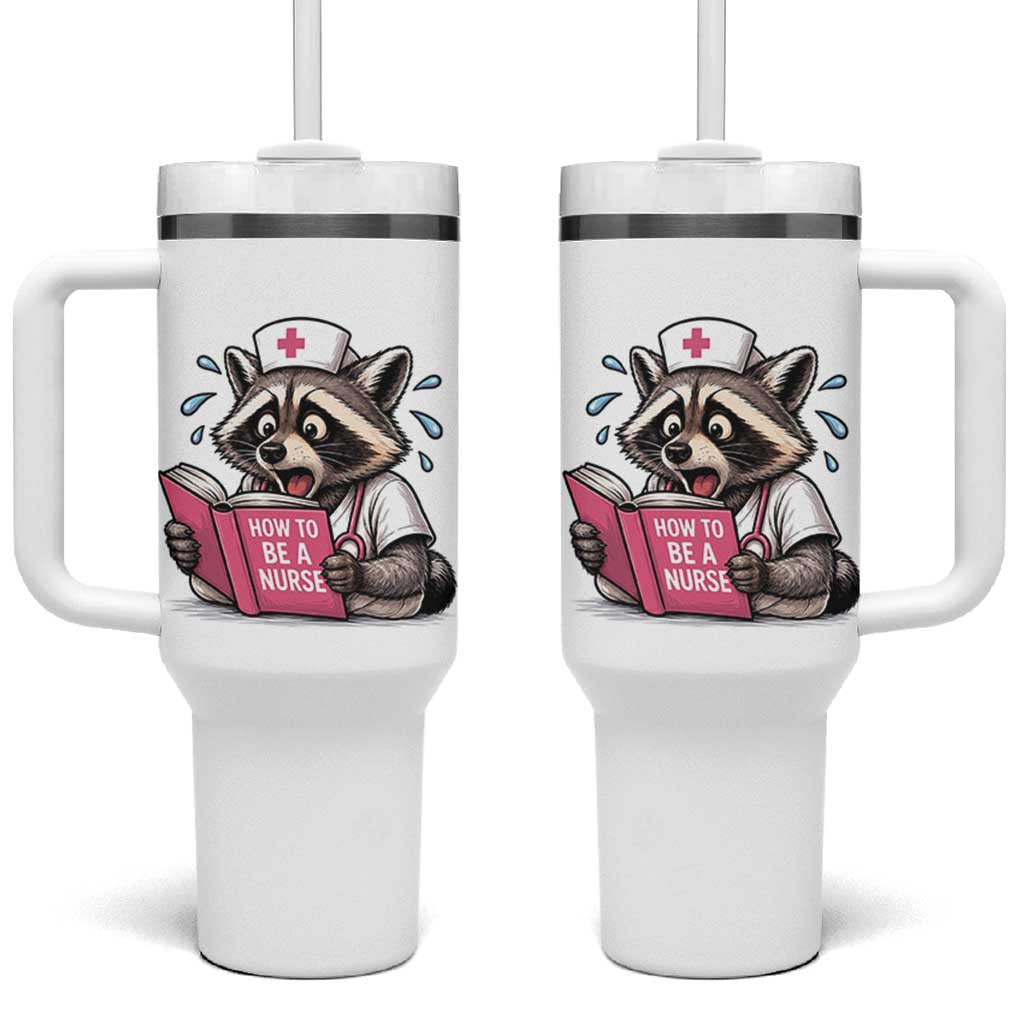 Funny Raccoon Nursing Student Healthcare Gift Tumbler With Handle