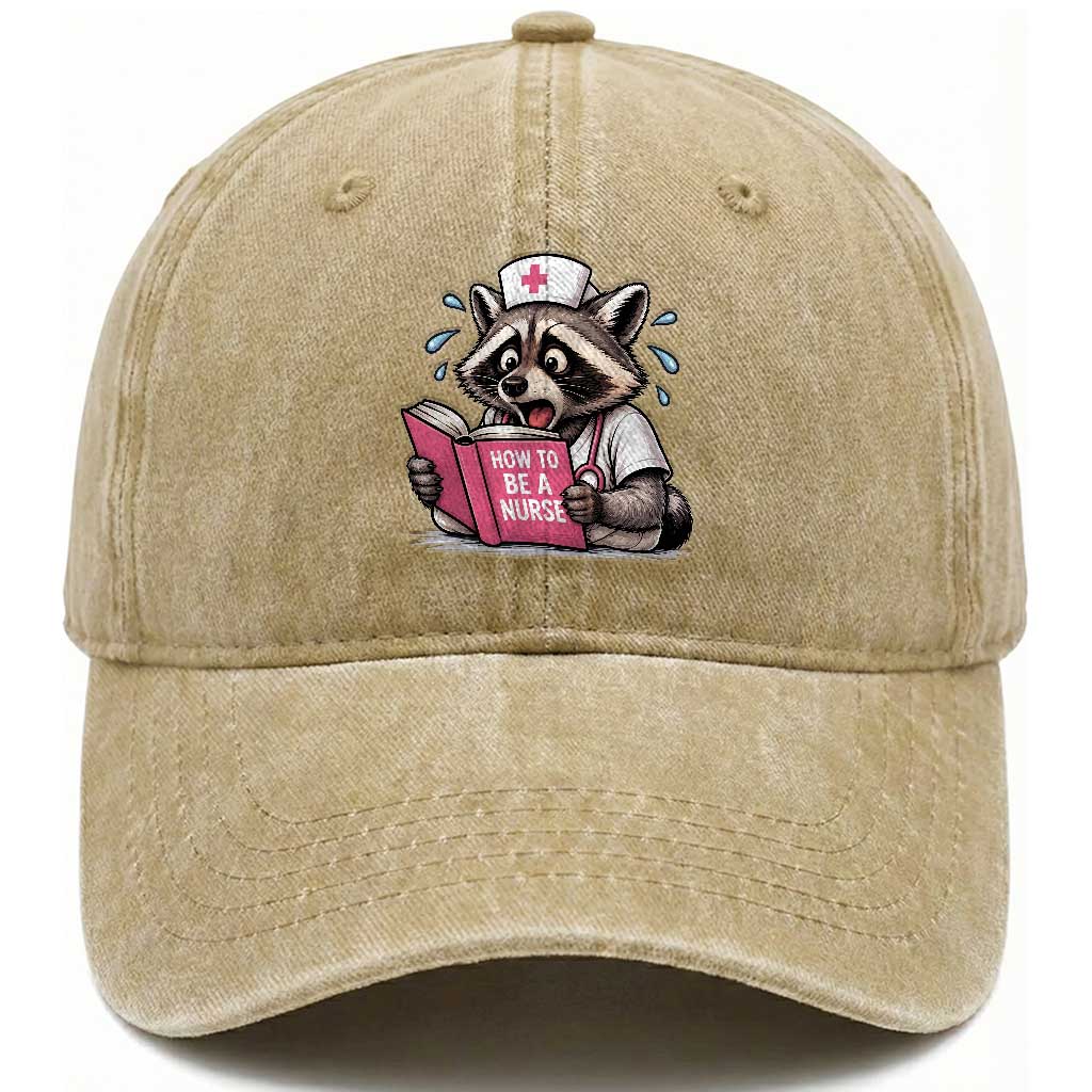 Funny Raccoon Nursing Student Healthcare Gift Washed Cotton Baseball Cap
